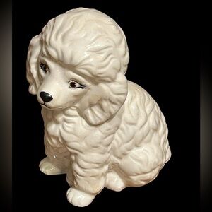 Vintage Ceramic White Poodle Painted Ceramics MCM